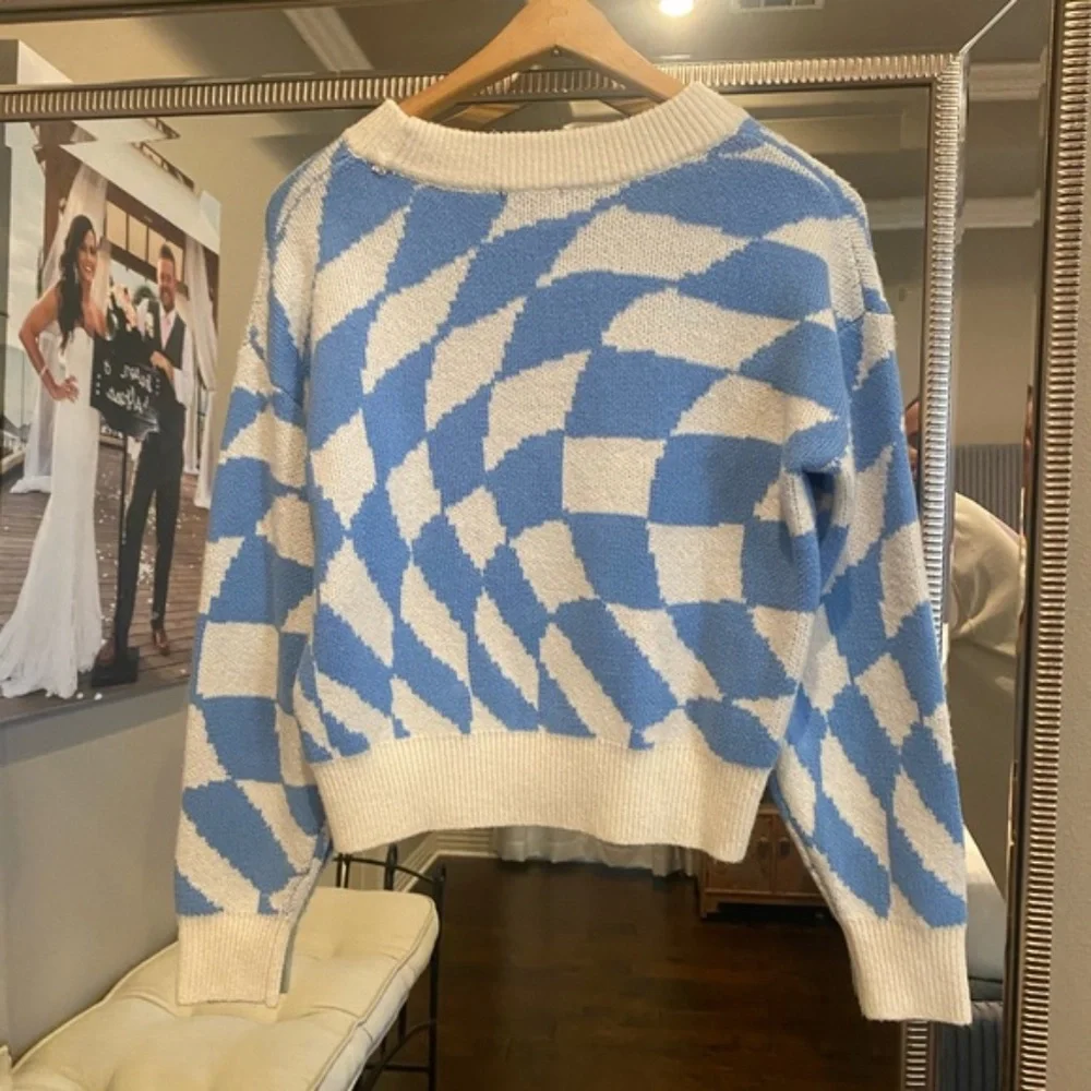 Blue Checkered Sweater - Picture 1 of 1